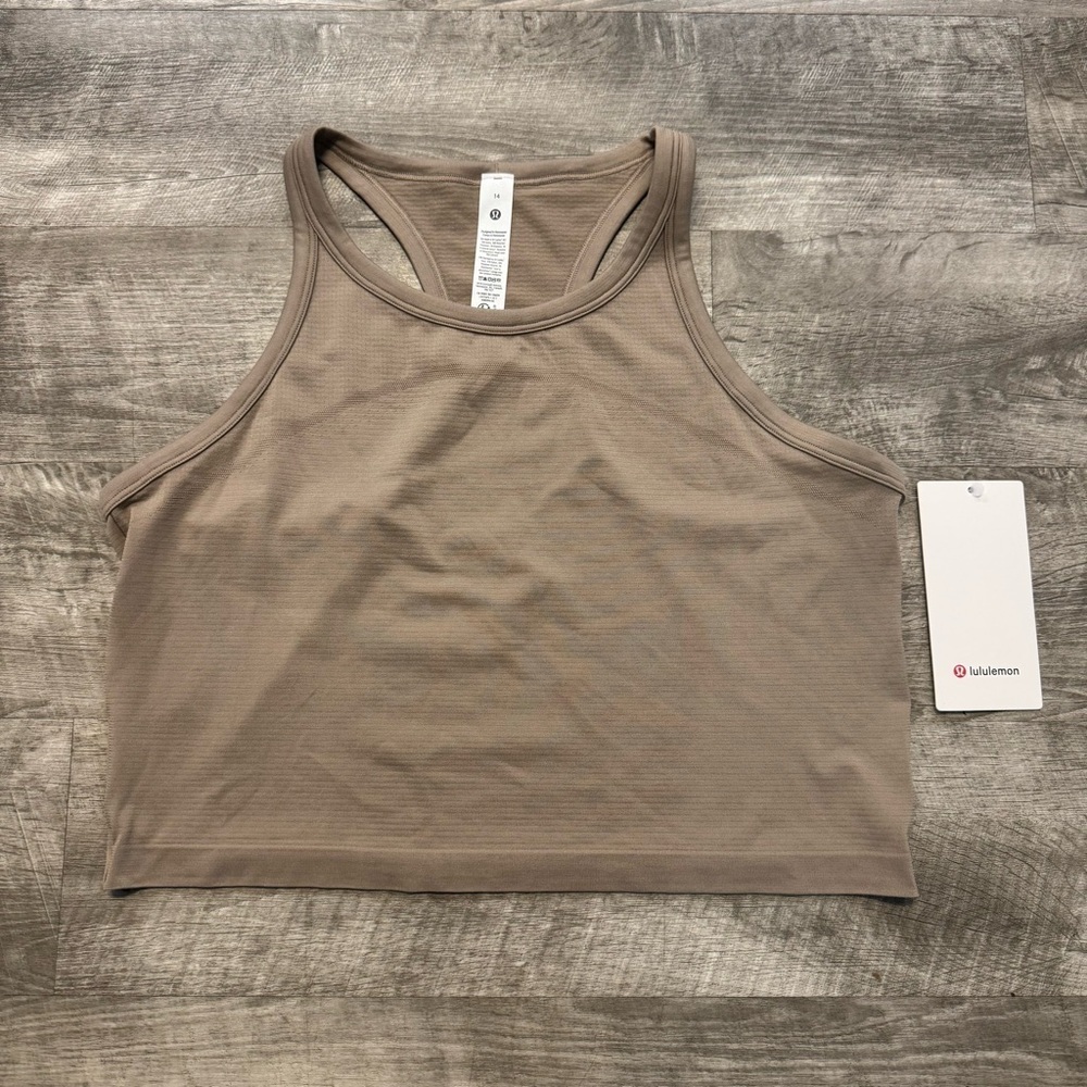 NWT Lululemon Swiftly Tech Cropped Racerback Tank 2.0 Sheer Oak Womens Sz. 14